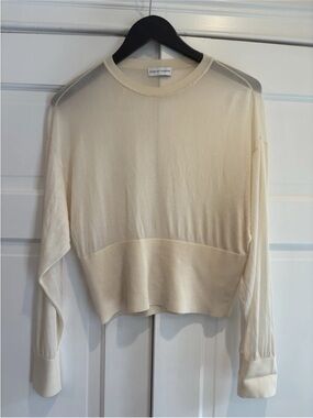 Scanlan Theodore Cream Ribbed Crewneck Top